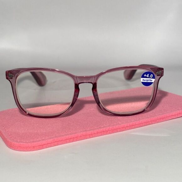 1137 Colette 4.0 Clear Raspberry Reading Glasses Soft Butterfly Readers NWT - Picture 2 of 9